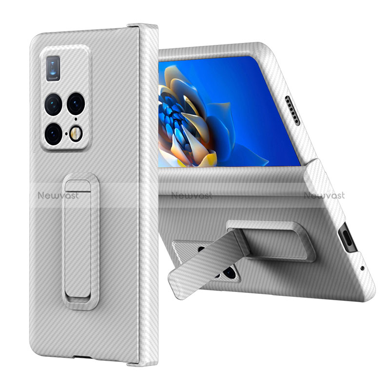 Hard Rigid Plastic Matte Finish Case Back Cover with Stand ZL6 for Huawei Mate X2 White