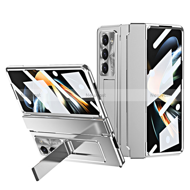 Hard Rigid Plastic Matte Finish Case Back Cover with Stand ZL7 for Samsung Galaxy Z Fold5 5G