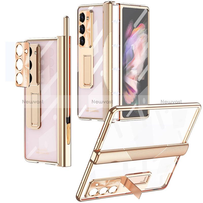 Hard Rigid Plastic Matte Finish Case Back Cover with Stand ZL8 for Samsung Galaxy Z Fold5 5G