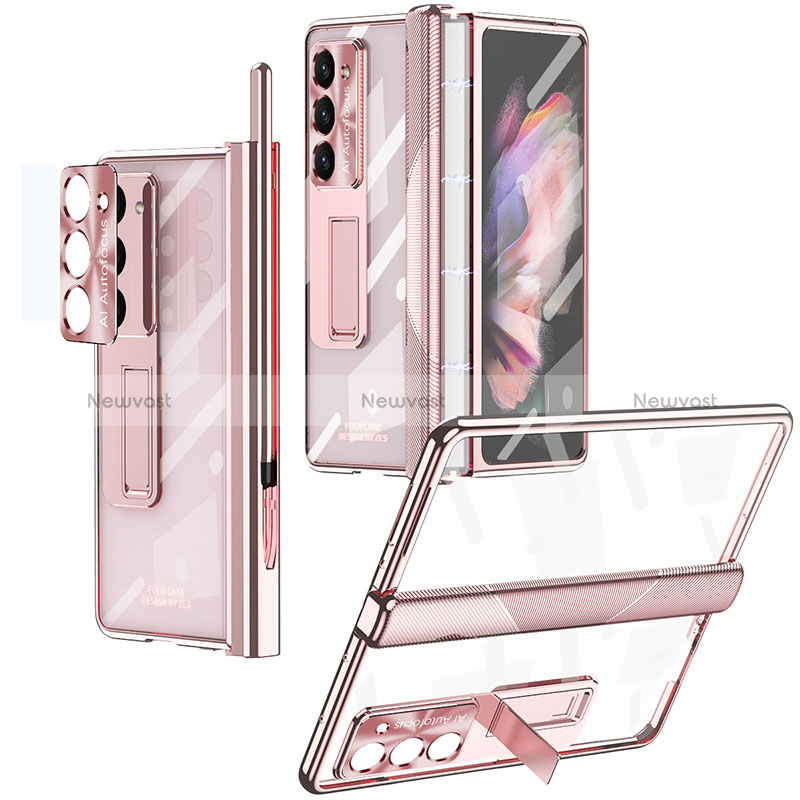 Hard Rigid Plastic Matte Finish Case Back Cover with Stand ZL8 for Samsung Galaxy Z Fold5 5G