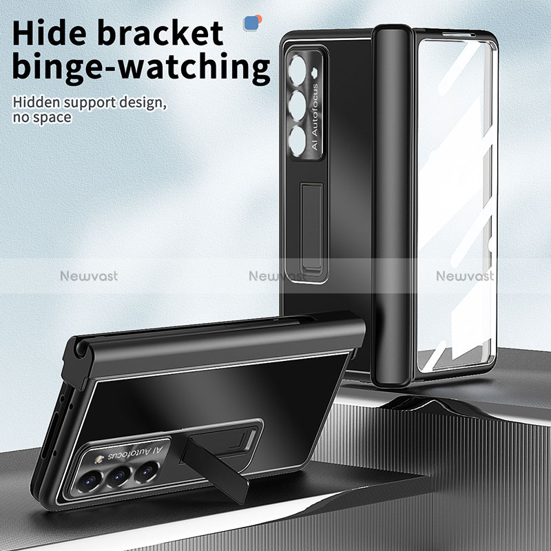 Hard Rigid Plastic Matte Finish Case Back Cover with Stand ZL9 for Samsung Galaxy Z Fold5 5G