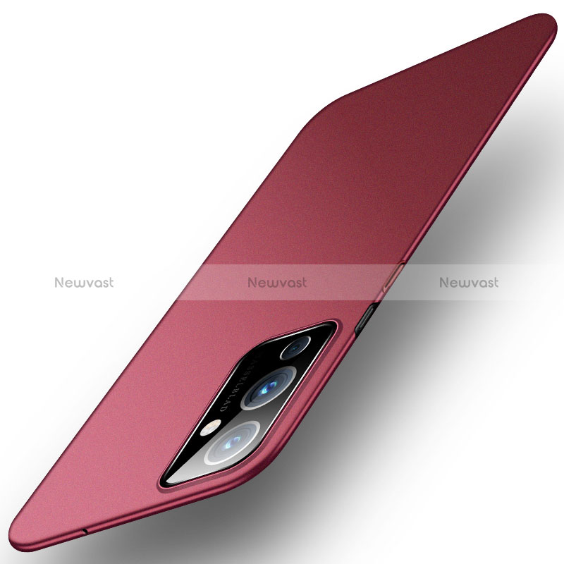 Hard Rigid Plastic Matte Finish Case Back Cover YK1 for OnePlus 9 5G Red