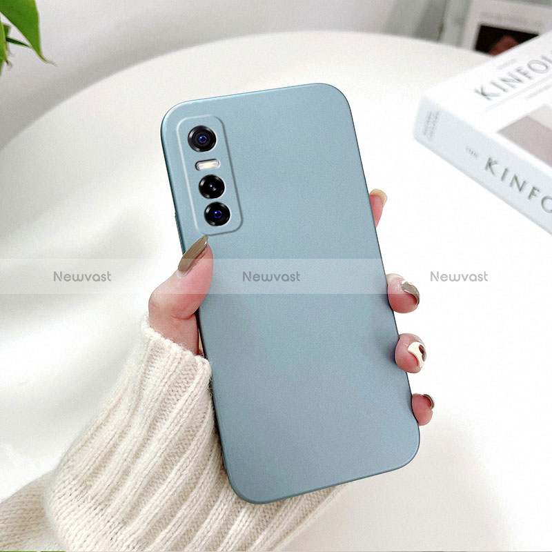 Hard Rigid Plastic Matte Finish Case Back Cover YK2 for Vivo Y73s 5G Sky Blue