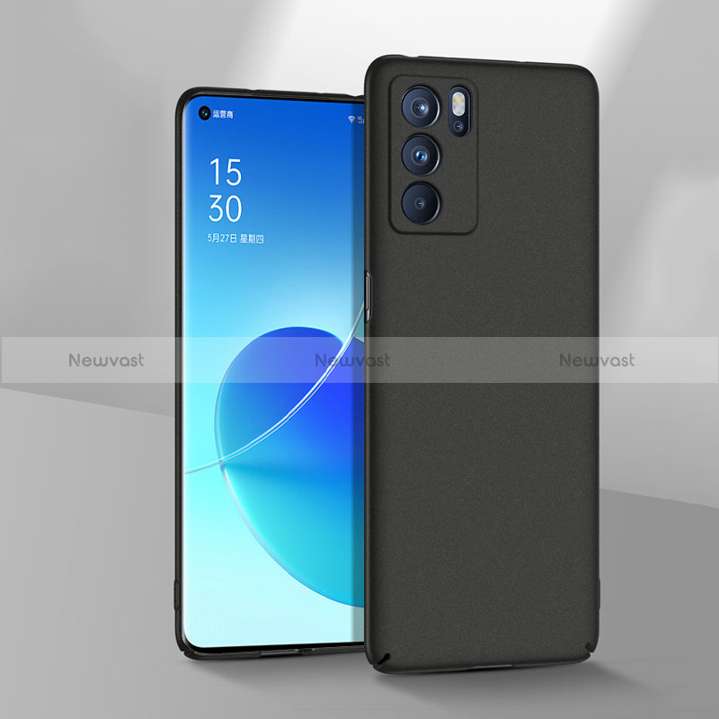 Hard Rigid Plastic Matte Finish Case Back Cover YK8 for Oppo Reno6 Pro 5G India Black