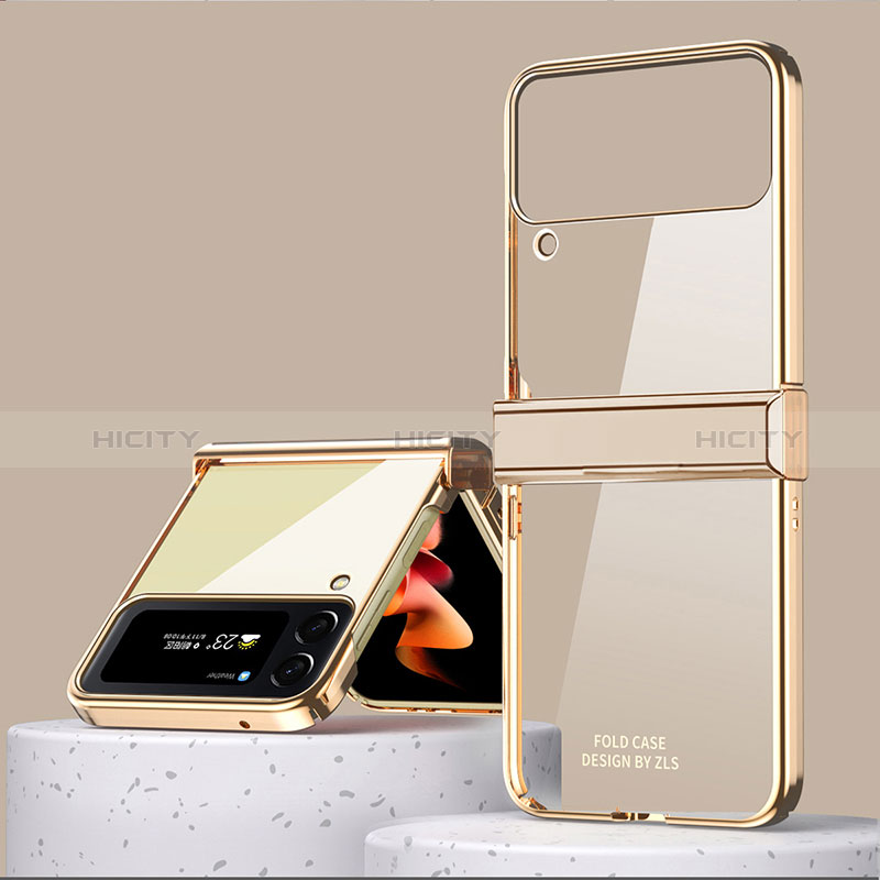 Hard Rigid Plastic Matte Finish Case Back Cover ZL1 for Samsung Galaxy Z Flip4 5G Gold