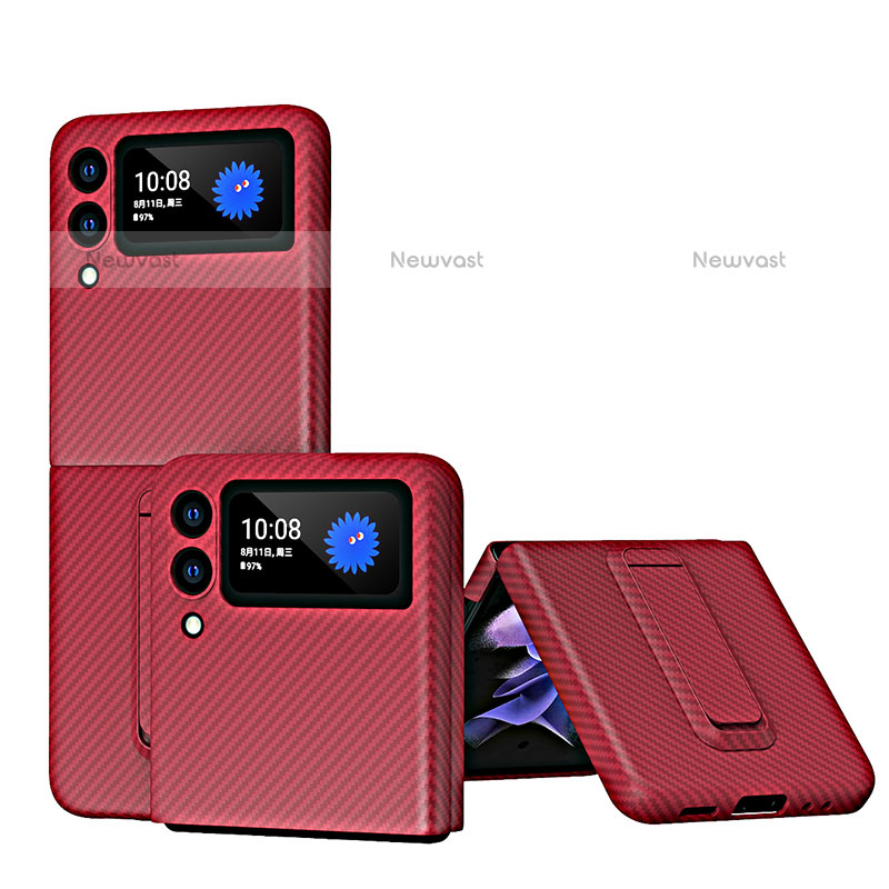 Hard Rigid Plastic Matte Finish Case Back Cover ZL2 for Samsung Galaxy Z Flip3 5G Red