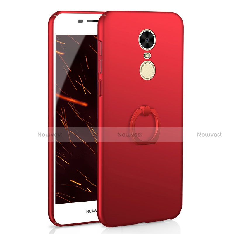 Hard Rigid Plastic Matte Finish Case Cover with Finger Ring Stand A01 for Huawei Enjoy 6 Red