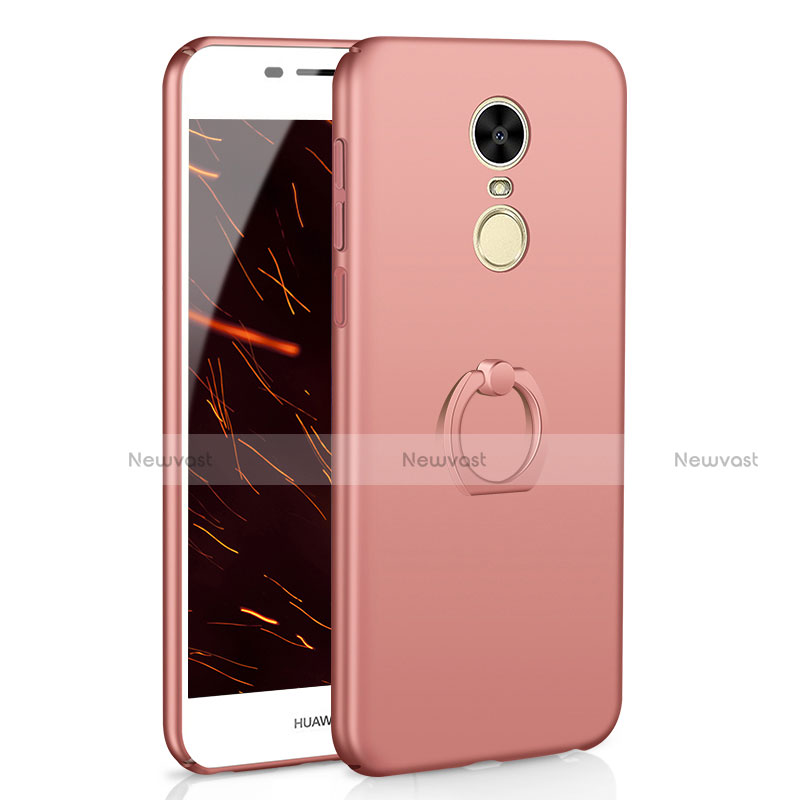 Hard Rigid Plastic Matte Finish Case Cover with Finger Ring Stand A01 for Huawei Enjoy 6 Rose Gold