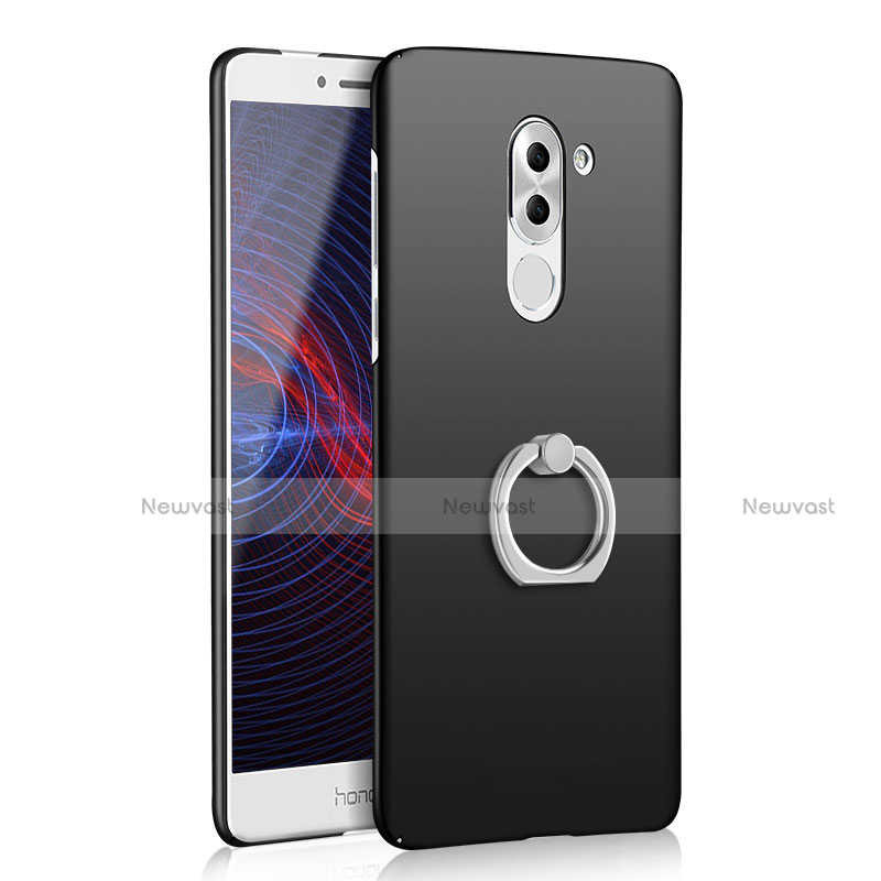 Hard Rigid Plastic Matte Finish Case Cover with Finger Ring Stand A01 for Huawei GR5 (2017)