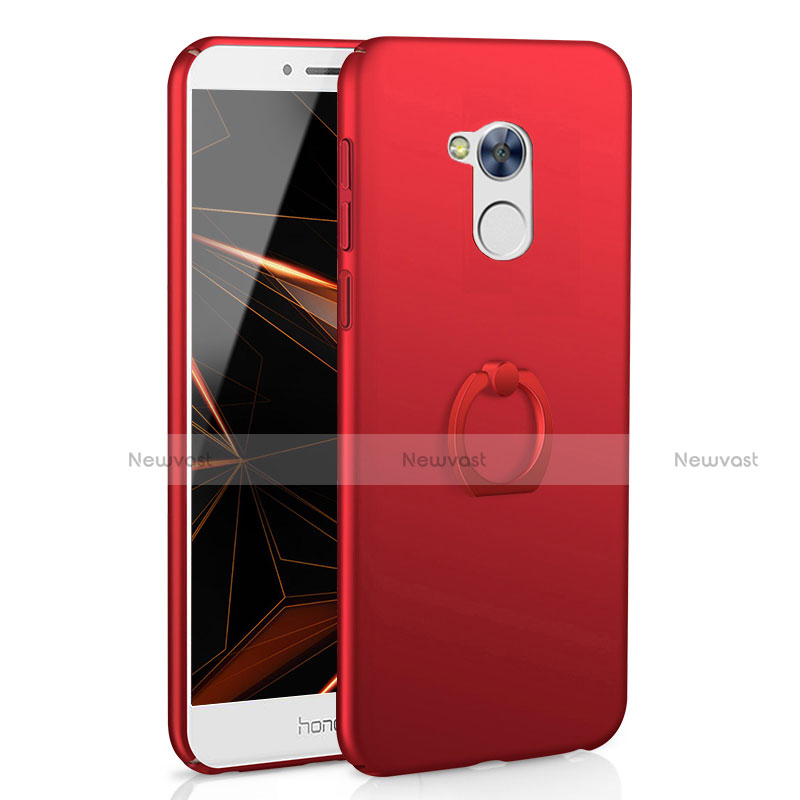 Hard Rigid Plastic Matte Finish Case Cover with Finger Ring Stand A01 for Huawei Honor 6A Red