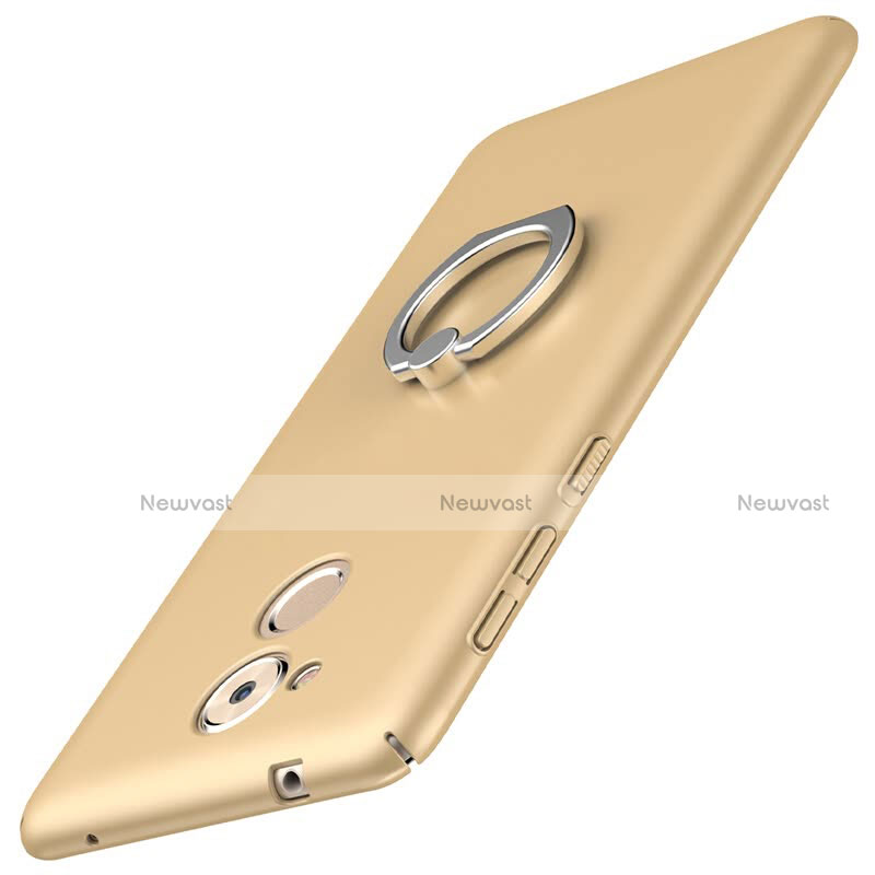 Hard Rigid Plastic Matte Finish Case Cover with Finger Ring Stand A01 for Huawei Honor 6C Gold