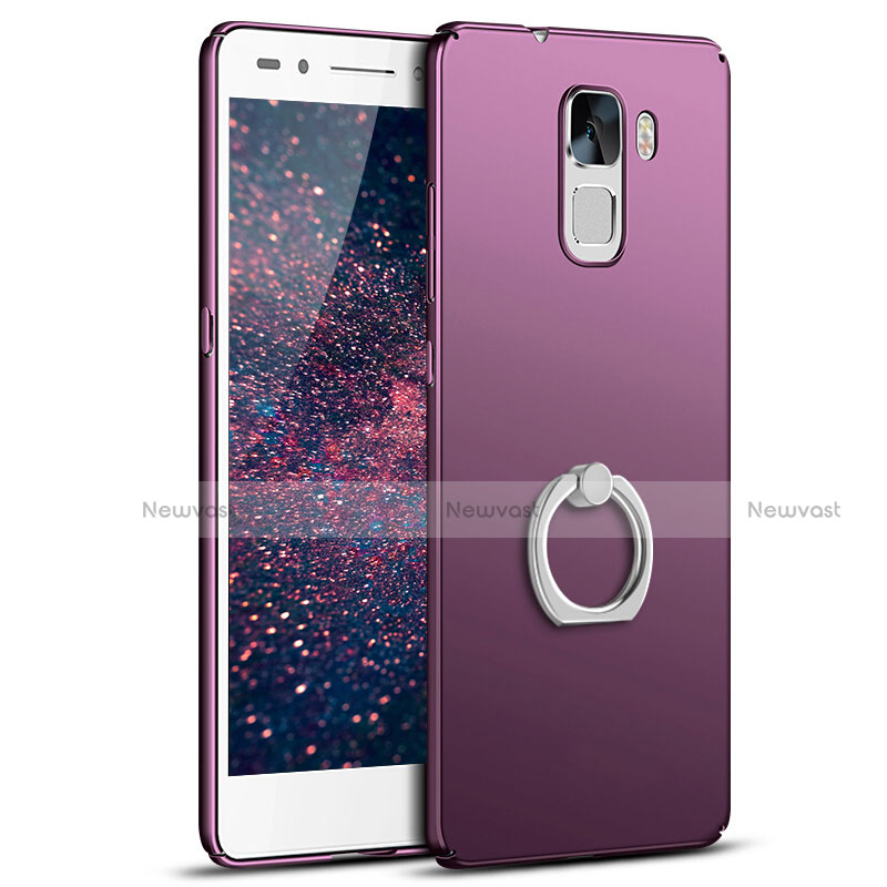 Hard Rigid Plastic Matte Finish Case Cover with Finger Ring Stand A01 for Huawei Honor 7 Dual SIM Purple