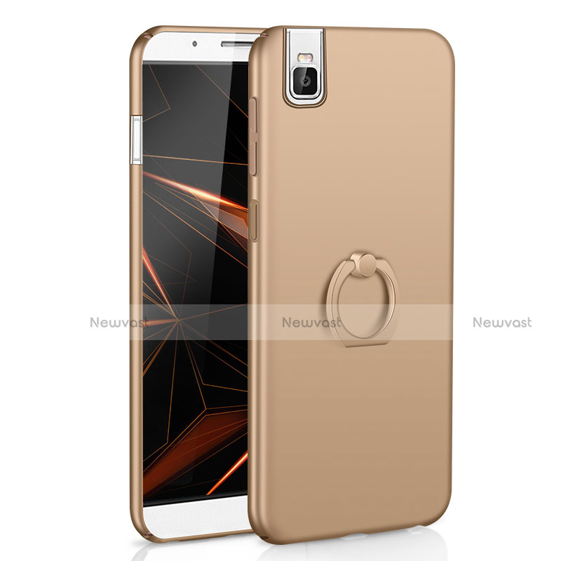 Hard Rigid Plastic Matte Finish Case Cover with Finger Ring Stand A01 for Huawei Honor 7i shot X Gold