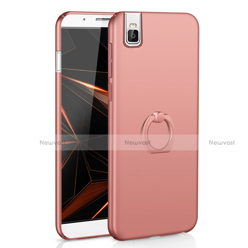 Hard Rigid Plastic Matte Finish Case Cover with Finger Ring Stand A01 for Huawei Honor 7i shot X Rose Gold