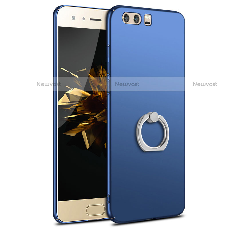 Hard Rigid Plastic Matte Finish Case Cover with Finger Ring Stand A01 for Huawei Honor 9 Blue