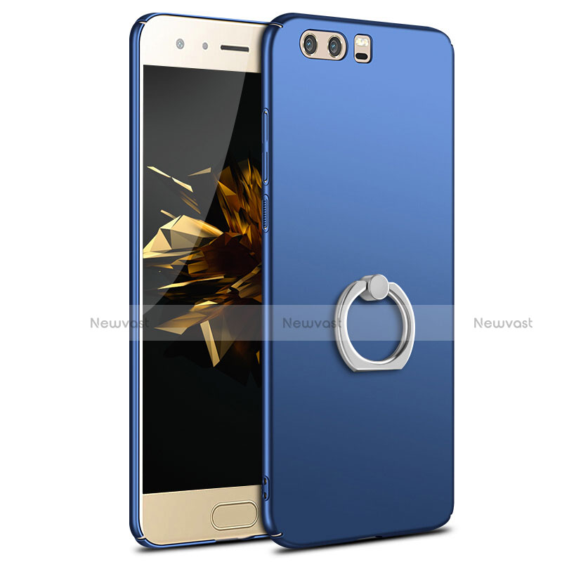 Hard Rigid Plastic Matte Finish Case Cover with Finger Ring Stand A01 for Huawei Honor 9 Premium Blue