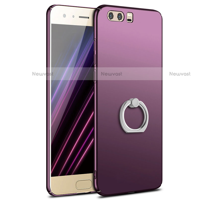 Hard Rigid Plastic Matte Finish Case Cover with Finger Ring Stand A01 for Huawei Honor 9 Purple