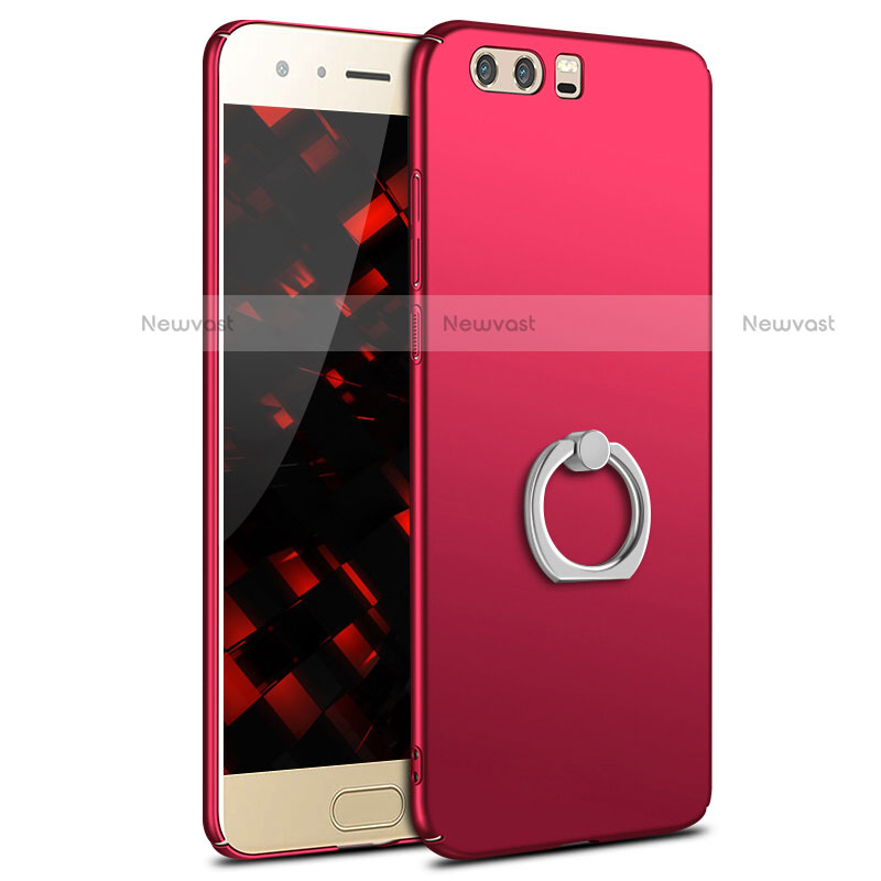 Hard Rigid Plastic Matte Finish Case Cover with Finger Ring Stand A01 for Huawei Honor 9 Red