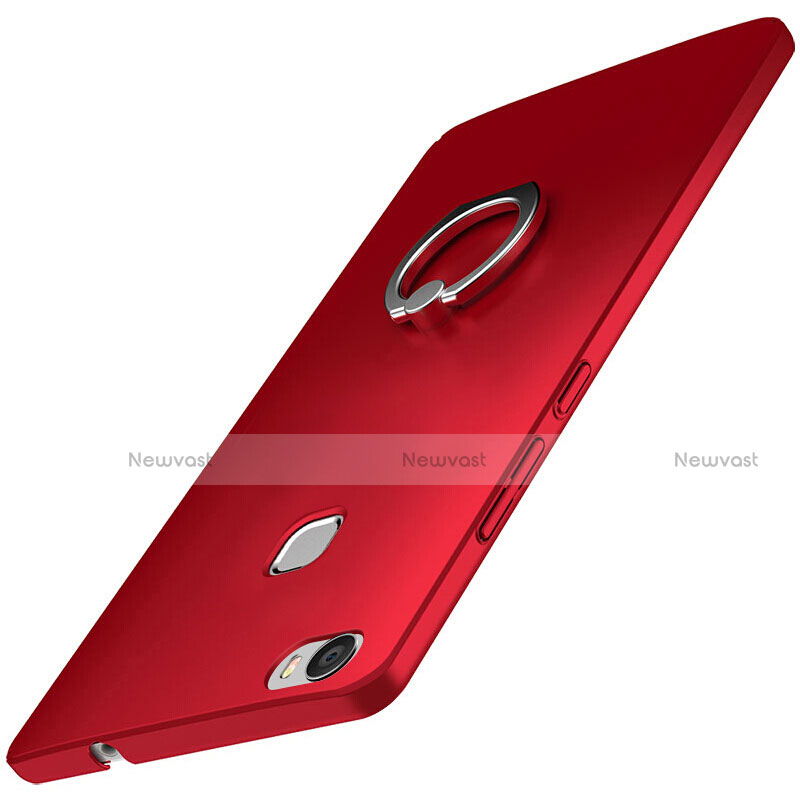 Hard Rigid Plastic Matte Finish Case Cover with Finger Ring Stand A01 for Huawei Honor Note 8 Red