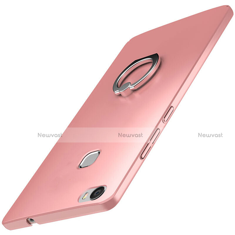 Hard Rigid Plastic Matte Finish Case Cover with Finger Ring Stand A01 for Huawei Honor Note 8 Rose Gold