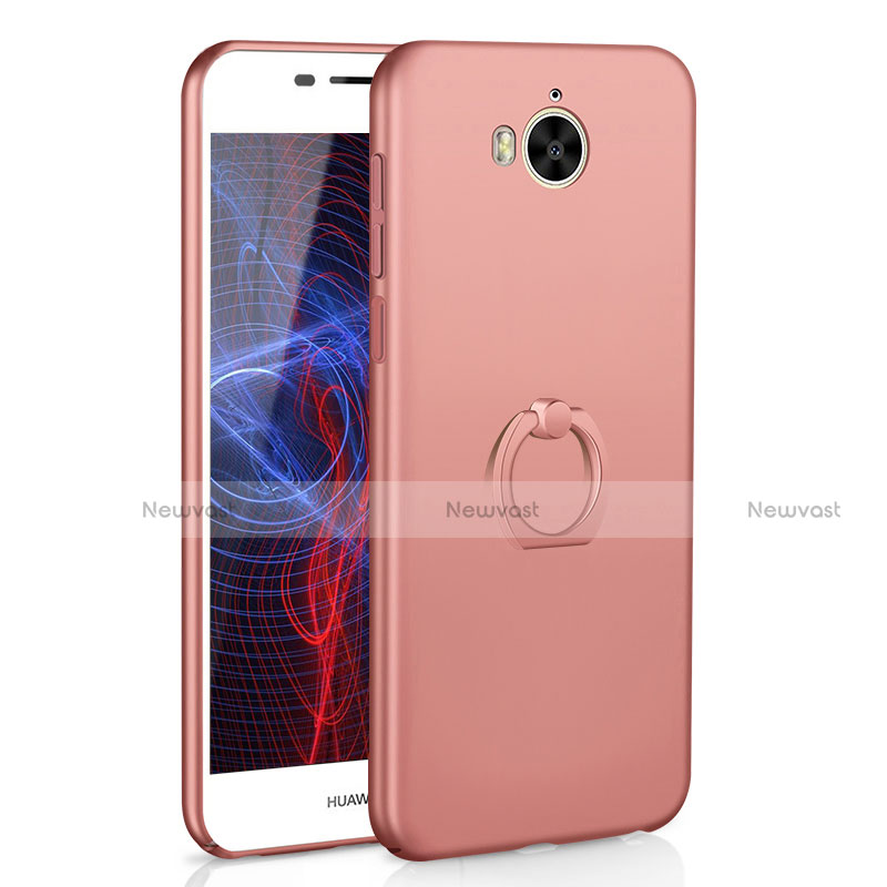 Hard Rigid Plastic Matte Finish Case Cover with Finger Ring Stand A01 for Huawei Honor Play 6 Rose Gold