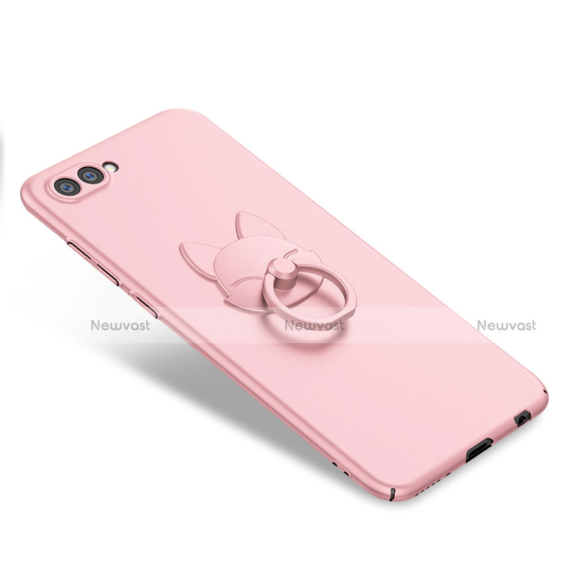 Hard Rigid Plastic Matte Finish Case Cover with Finger Ring Stand A01 for Huawei Honor V10