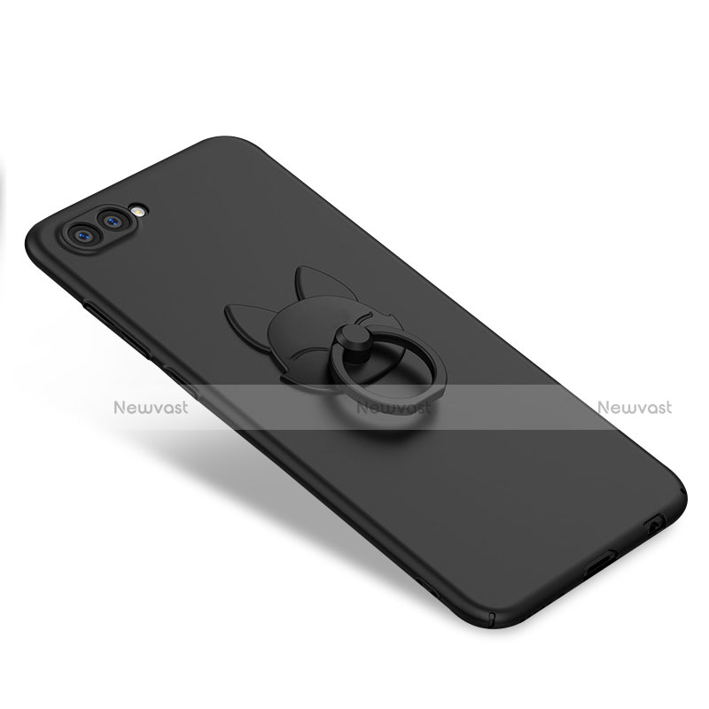 Hard Rigid Plastic Matte Finish Case Cover with Finger Ring Stand A01 for Huawei Honor V10