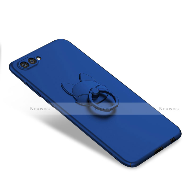 Hard Rigid Plastic Matte Finish Case Cover with Finger Ring Stand A01 for Huawei Honor V10