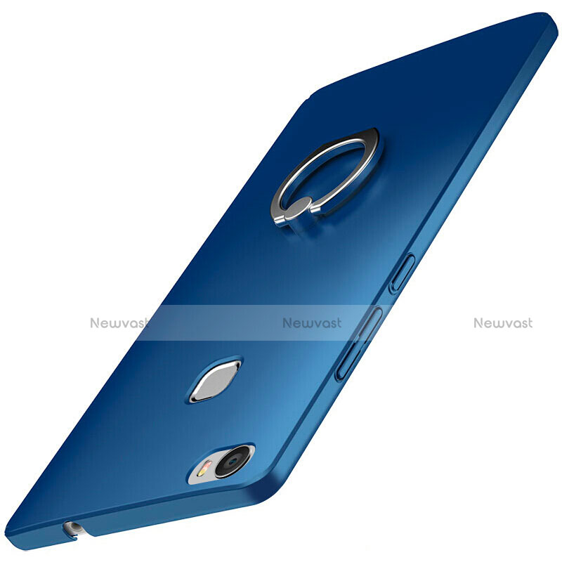 Hard Rigid Plastic Matte Finish Case Cover with Finger Ring Stand A01 for Huawei Honor V8 Max Blue