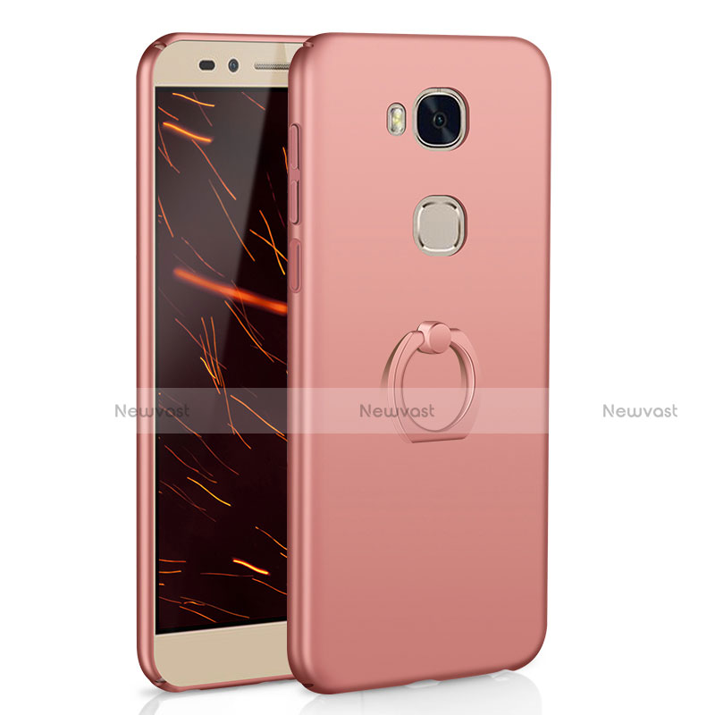 Hard Rigid Plastic Matte Finish Case Cover with Finger Ring Stand A01 for Huawei Honor X5 Rose Gold