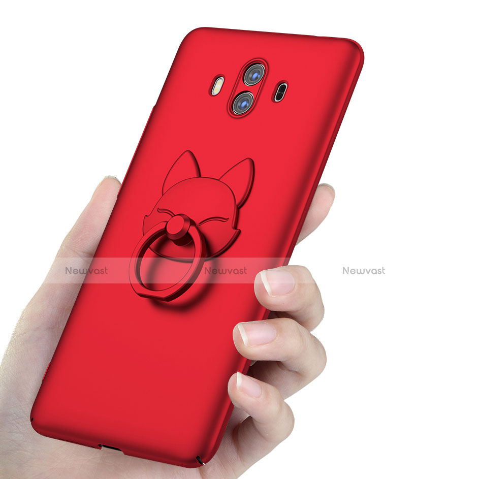 Hard Rigid Plastic Matte Finish Case Cover with Finger Ring Stand A01 for Huawei Mate 10