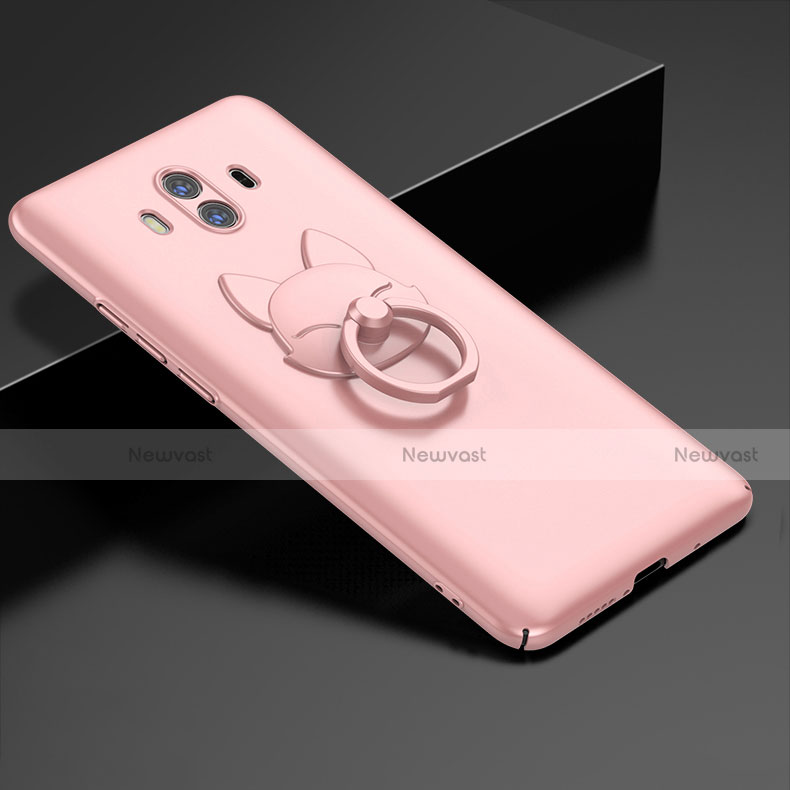 Hard Rigid Plastic Matte Finish Case Cover with Finger Ring Stand A01 for Huawei Mate 10