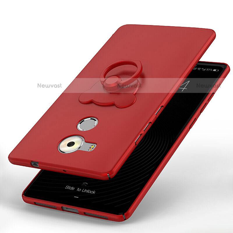 Hard Rigid Plastic Matte Finish Case Cover with Finger Ring Stand A01 for Huawei Mate 8 Red