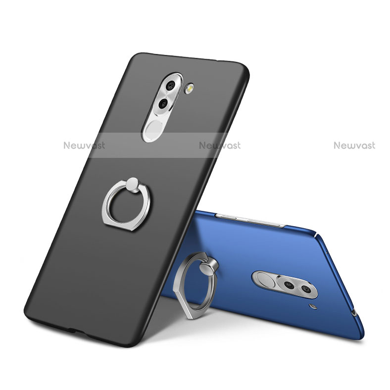 Hard Rigid Plastic Matte Finish Case Cover with Finger Ring Stand A01 for Huawei Mate 9 Lite