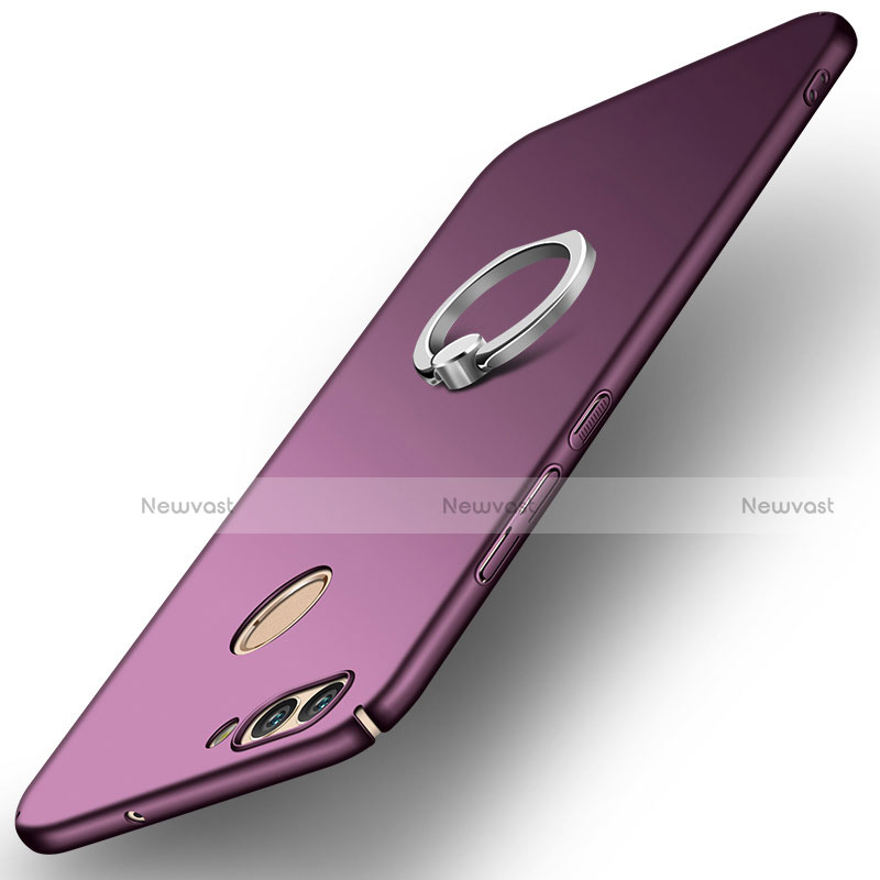 Hard Rigid Plastic Matte Finish Case Cover with Finger Ring Stand A01 for Huawei Nova 2 Purple