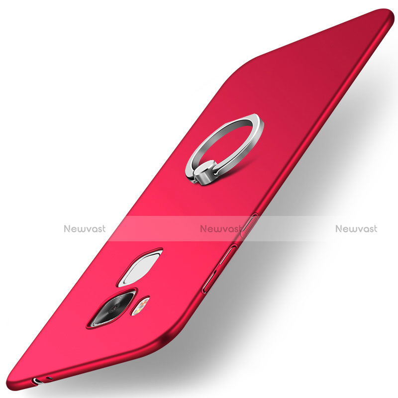 Hard Rigid Plastic Matte Finish Case Cover with Finger Ring Stand A01 for Huawei Nova Plus Red