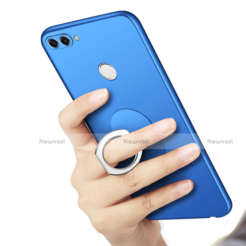 Hard Rigid Plastic Matte Finish Case Cover with Finger Ring Stand A01 for Huawei Y9 (2018)