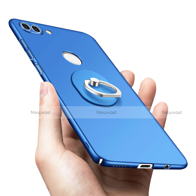 Hard Rigid Plastic Matte Finish Case Cover with Finger Ring Stand A01 for Huawei Y9 (2018)