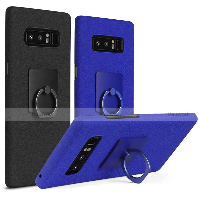 Hard Rigid Plastic Matte Finish Case Cover with Finger Ring Stand A01 for Samsung Galaxy Note 8