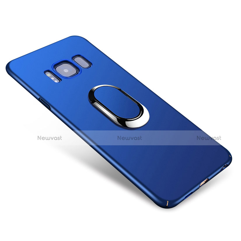 Hard Rigid Plastic Matte Finish Case Cover with Finger Ring Stand A01 for Samsung Galaxy S8 Plus Blue