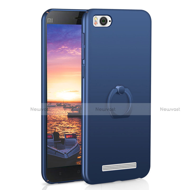 Hard Rigid Plastic Matte Finish Case Cover with Finger Ring Stand A01 for Xiaomi Mi 4i Blue