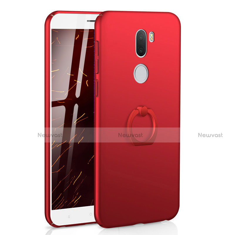 Hard Rigid Plastic Matte Finish Case Cover with Finger Ring Stand A01 for Xiaomi Mi 5S Plus Red
