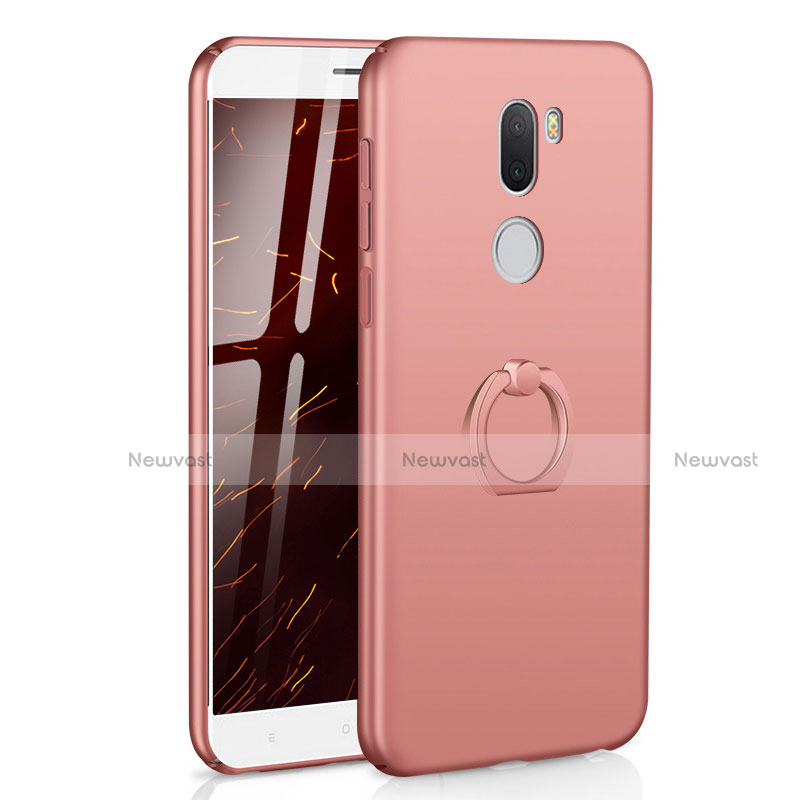 Hard Rigid Plastic Matte Finish Case Cover with Finger Ring Stand A01 for Xiaomi Mi 5S Plus Rose Gold