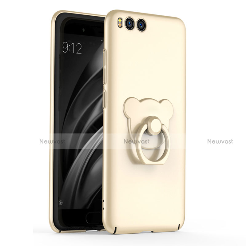 Hard Rigid Plastic Matte Finish Case Cover with Finger Ring Stand A01 for Xiaomi Mi 6 Gold