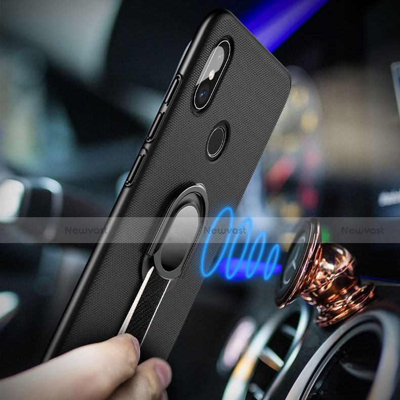 Hard Rigid Plastic Matte Finish Case Cover with Finger Ring Stand A01 for Xiaomi Mi 8