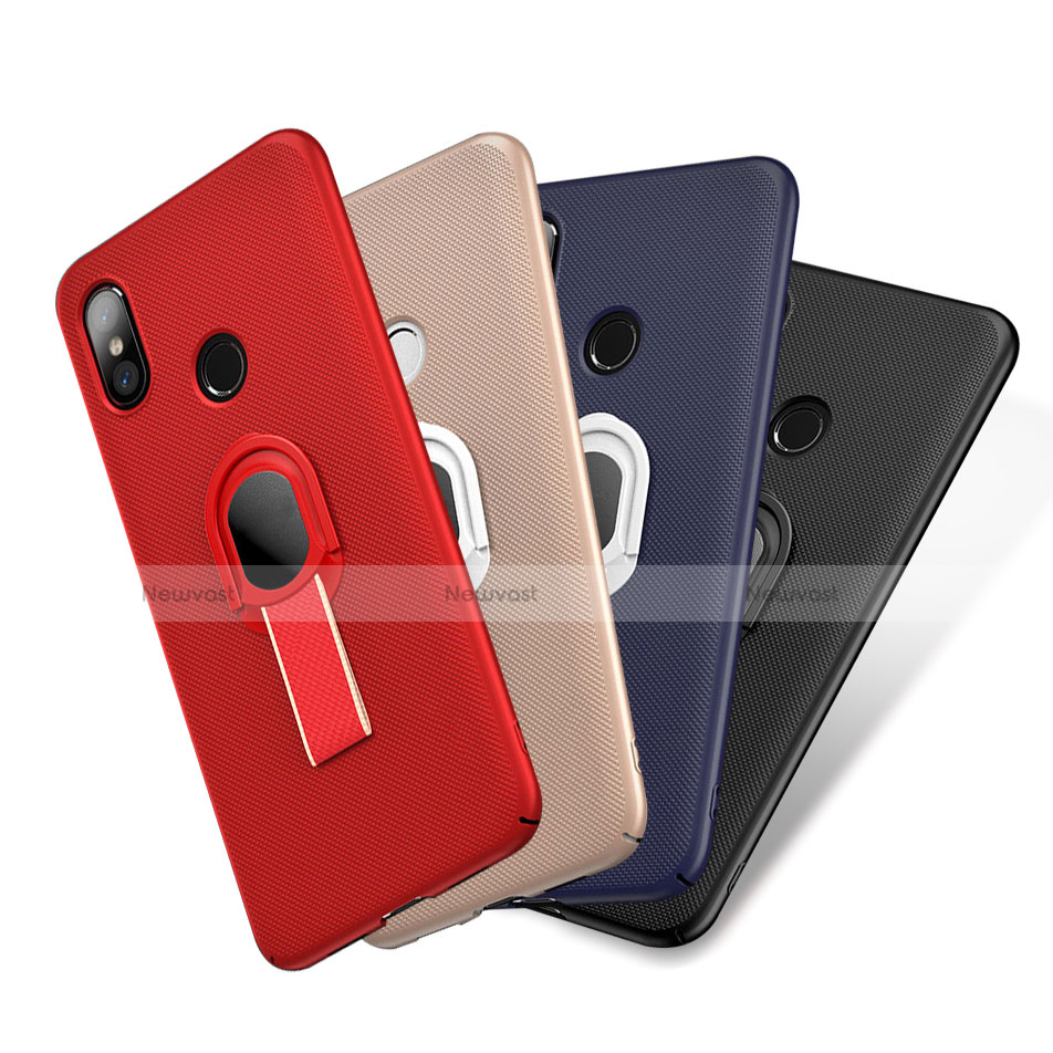 Hard Rigid Plastic Matte Finish Case Cover with Finger Ring Stand A01 for Xiaomi Mi 8