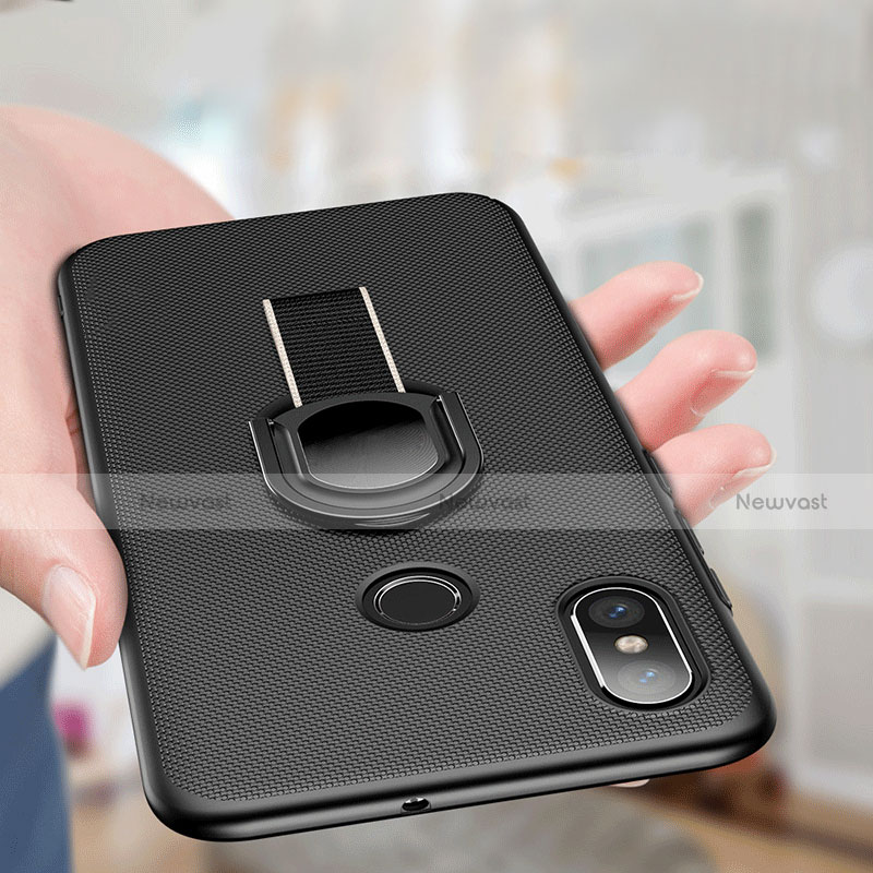 Hard Rigid Plastic Matte Finish Case Cover with Finger Ring Stand A01 for Xiaomi Mi 8