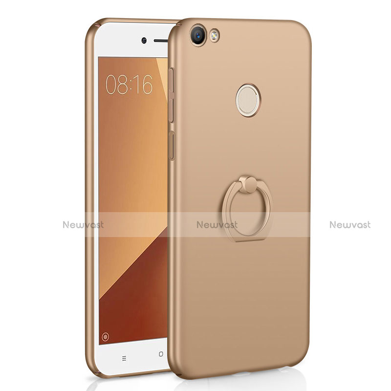 Hard Rigid Plastic Matte Finish Case Cover with Finger Ring Stand A01 for Xiaomi Redmi Note 5A High Edition Gold