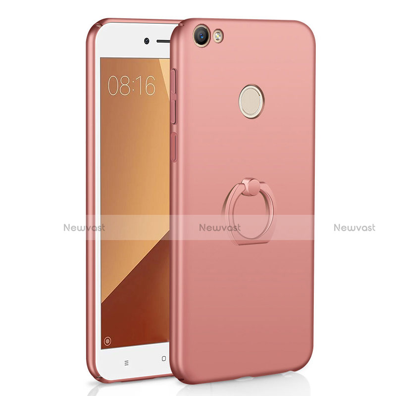 Hard Rigid Plastic Matte Finish Case Cover with Finger Ring Stand A01 for Xiaomi Redmi Note 5A High Edition Rose Gold