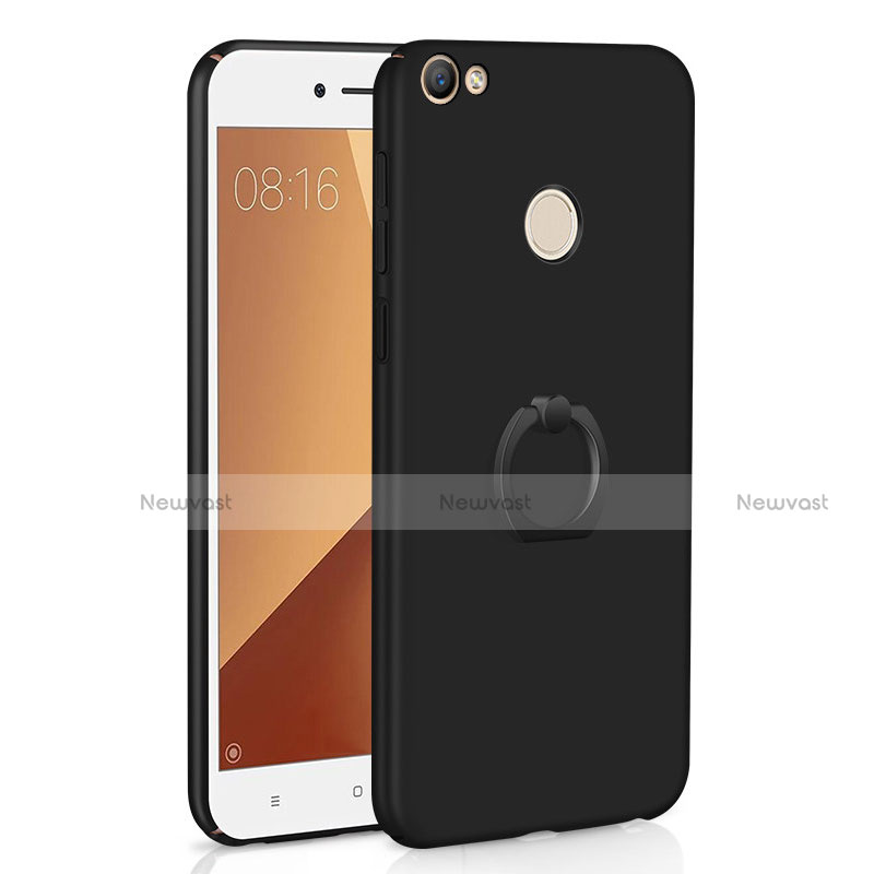 Hard Rigid Plastic Matte Finish Case Cover with Finger Ring Stand A01 for Xiaomi Redmi Note 5A Prime Black